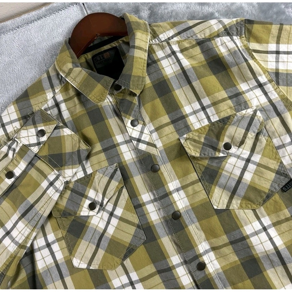 5.11 Tactical Shirt Mens Large Plaid Rapidraw Snap Button Long Sleeve Work wear
